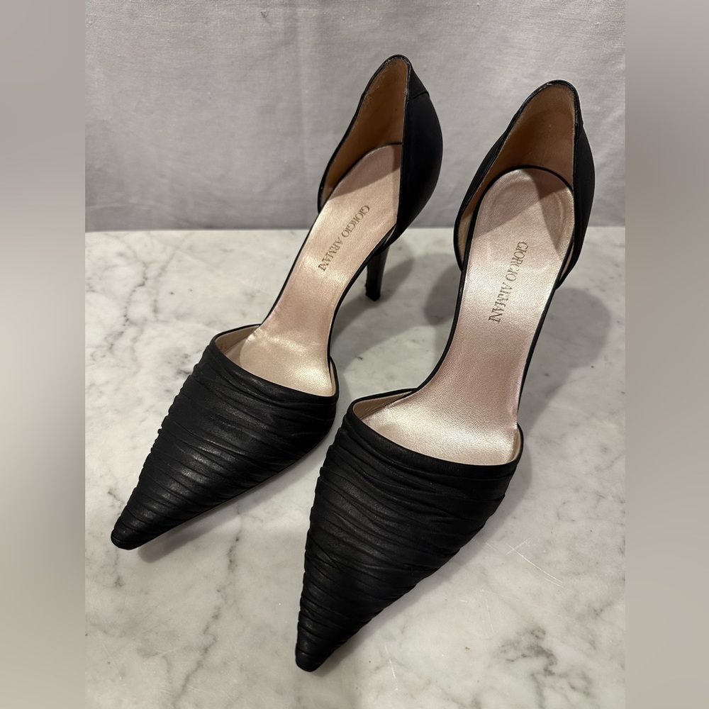Giorgio Armani Ruched Leather Heels